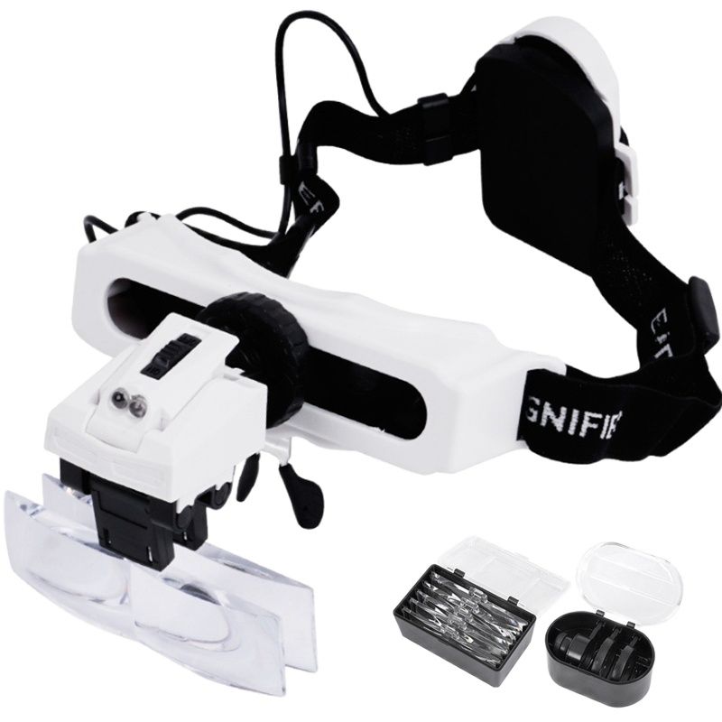 Electronics Repair Glasses - LED Işıklı Aydınlatmalı Kafa Bandı Büyüteç,