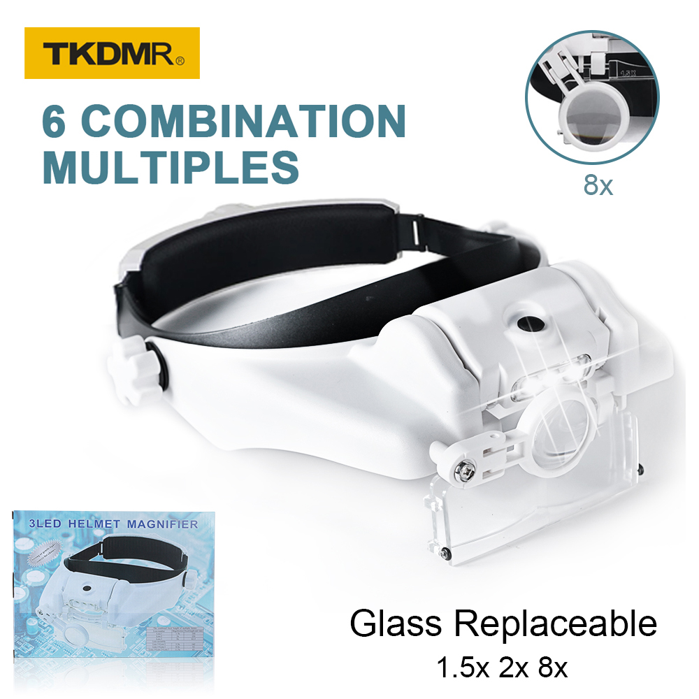 TKDMR 3LED kafa büyüteç eller  - Electronics Repair Glasses incelemesi ve fiyatı